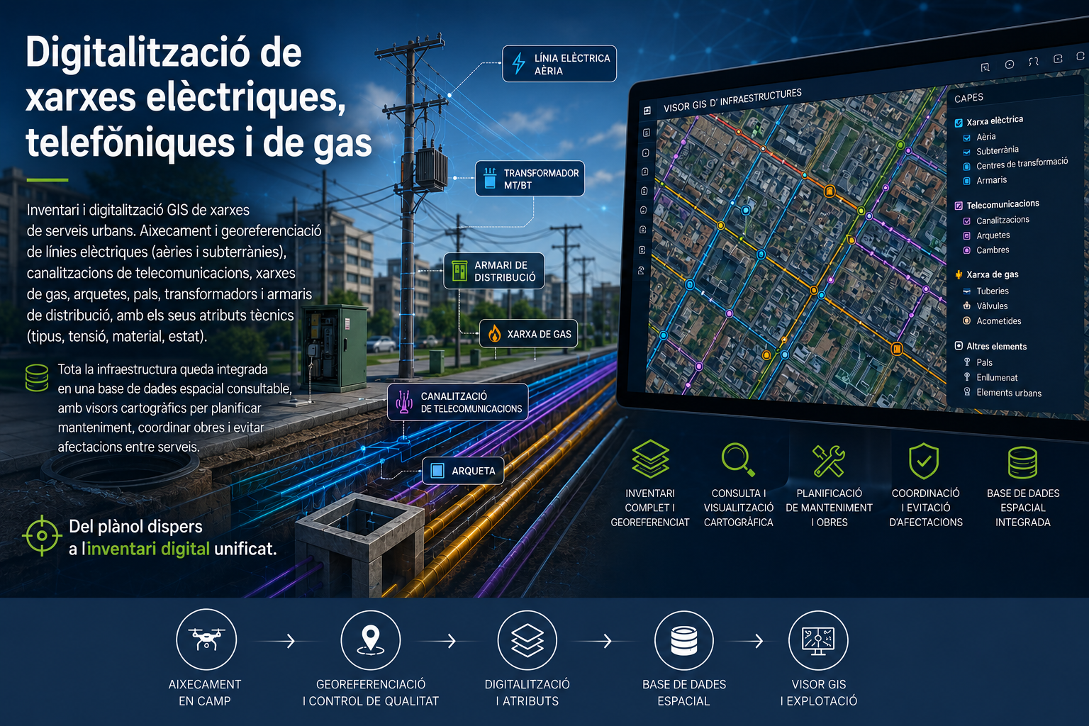 Digitalización de redes eléctricas, telefónicas y de gas