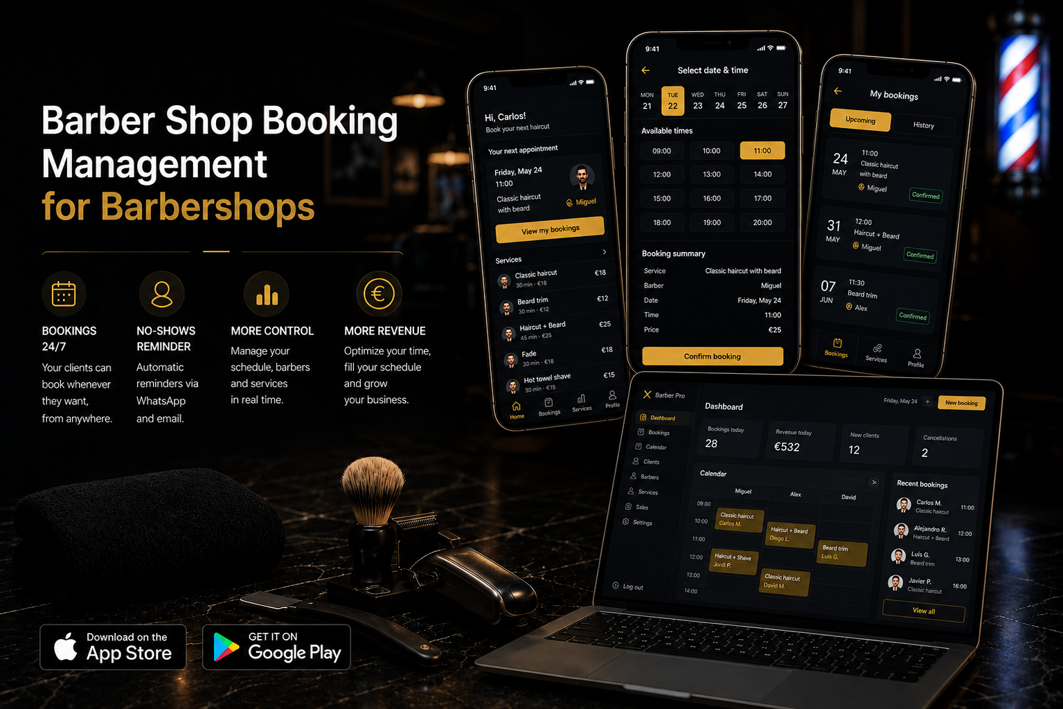 Gestión de reservas para barberías